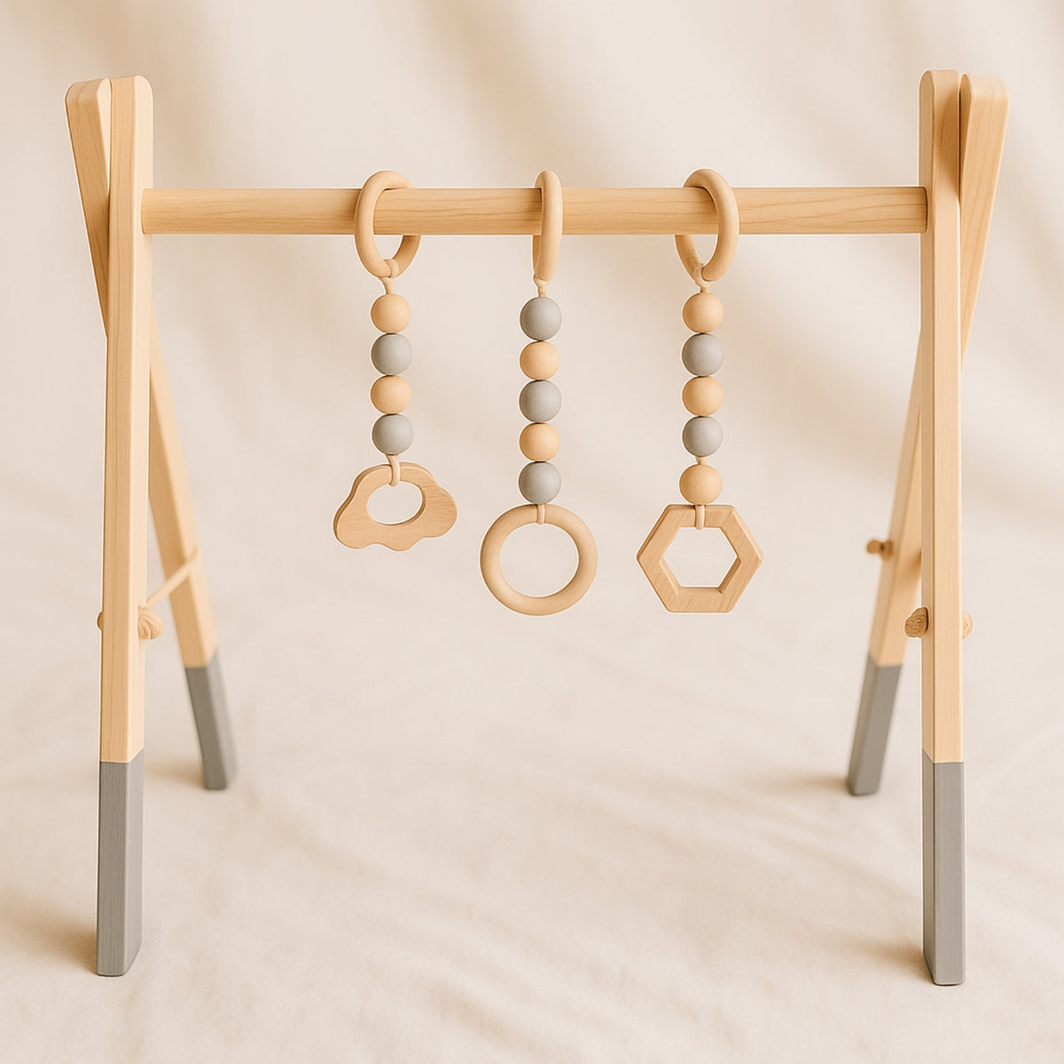 Qurygin Jouer À La Salle Sport - Arche Éveil Bébé, Arche D'éveil Bébé en Bois, Jouet pour Enf-Ants Arche en Bois, Accessoires d'exercice pour