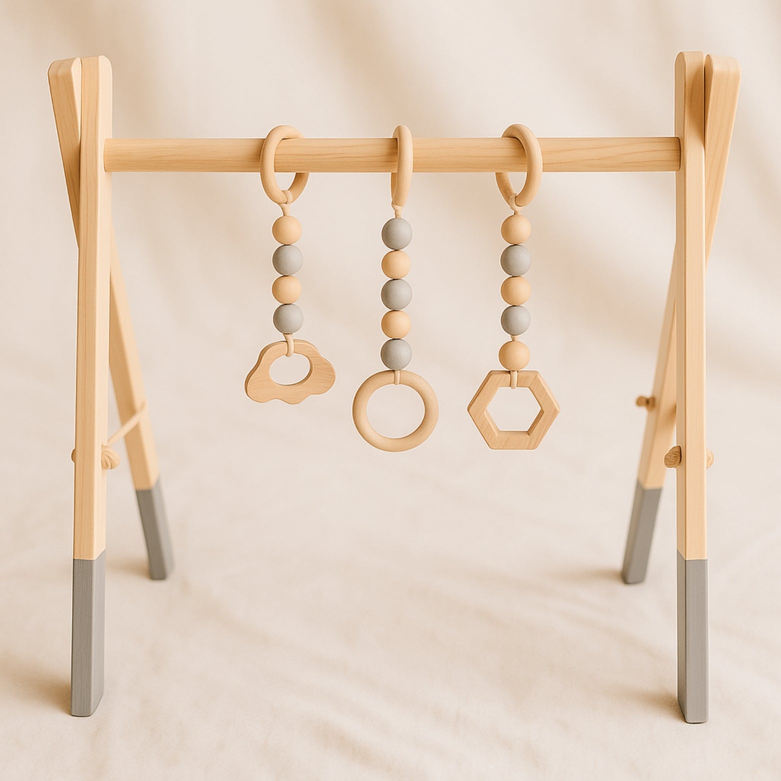 Arche d'Éveil Nordique Bébé 0-12 mois en Bois Pliable | Pratique et Facile - JouetApprends