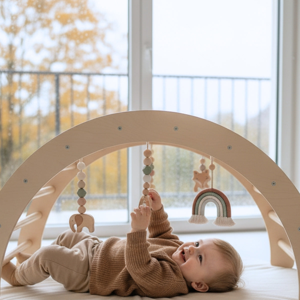 arche d'eveil bebe motricite libre cadeau naissance evolutif en arche montessori pikler pour l'escalade - Aire de jeu d'interieur