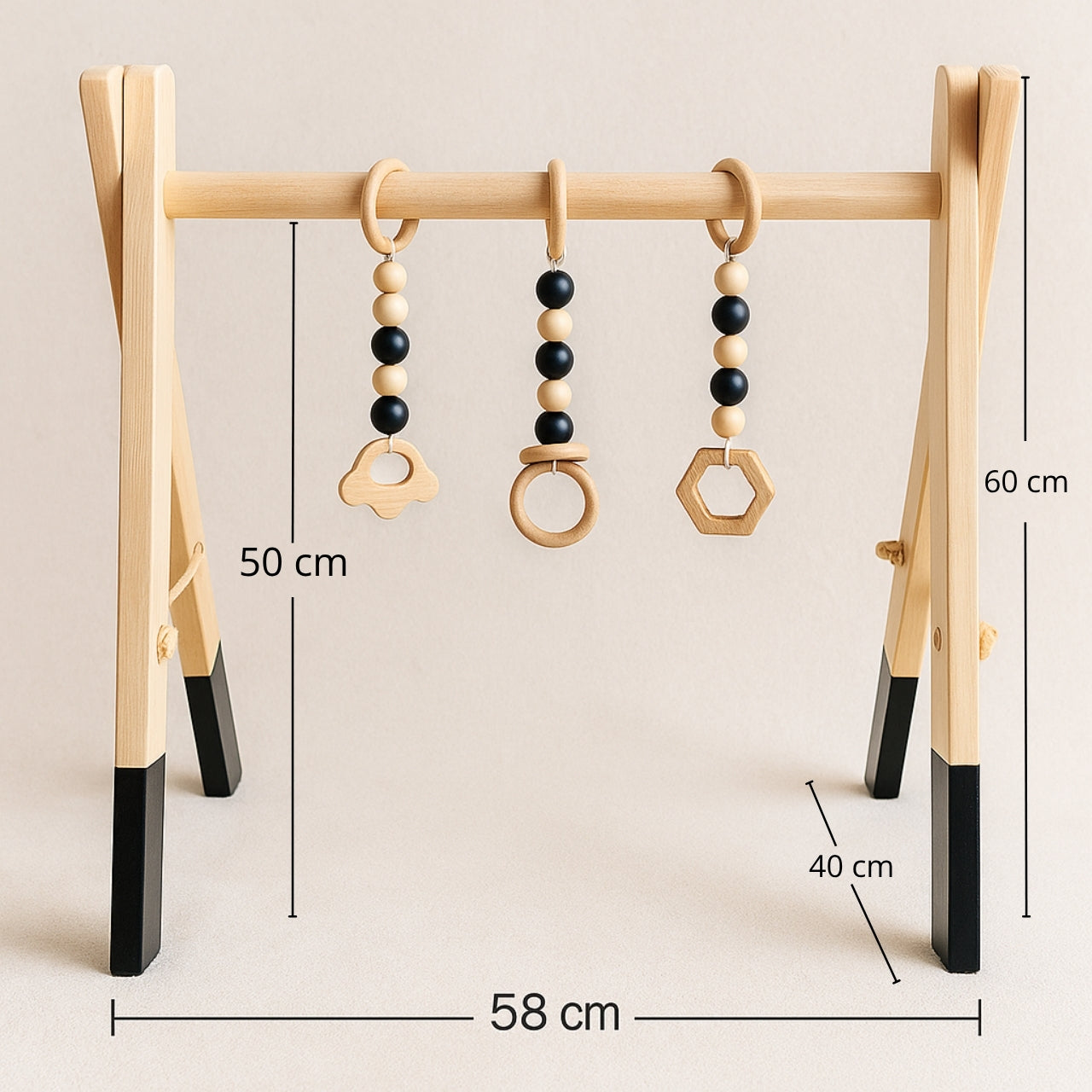 Arche d'Éveil Nordique Bébé 0-12 mois en Bois Pliable | Pratique et Facile - JouetApprends