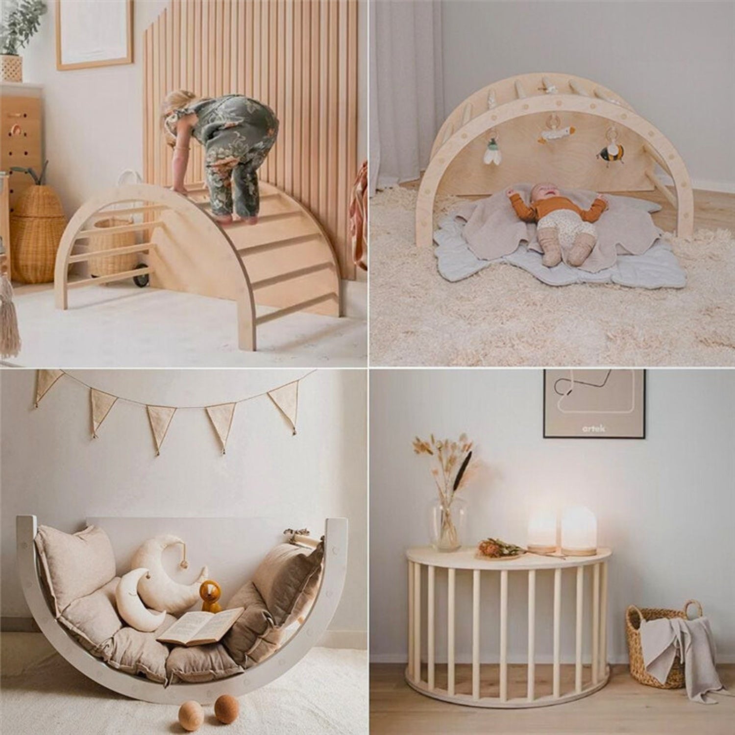 Arche d’Escalade Montessori Multifonction - Évolutive 6-en-1 en Bois | Motricité 3 Mois- 8 ans - JouetApprends