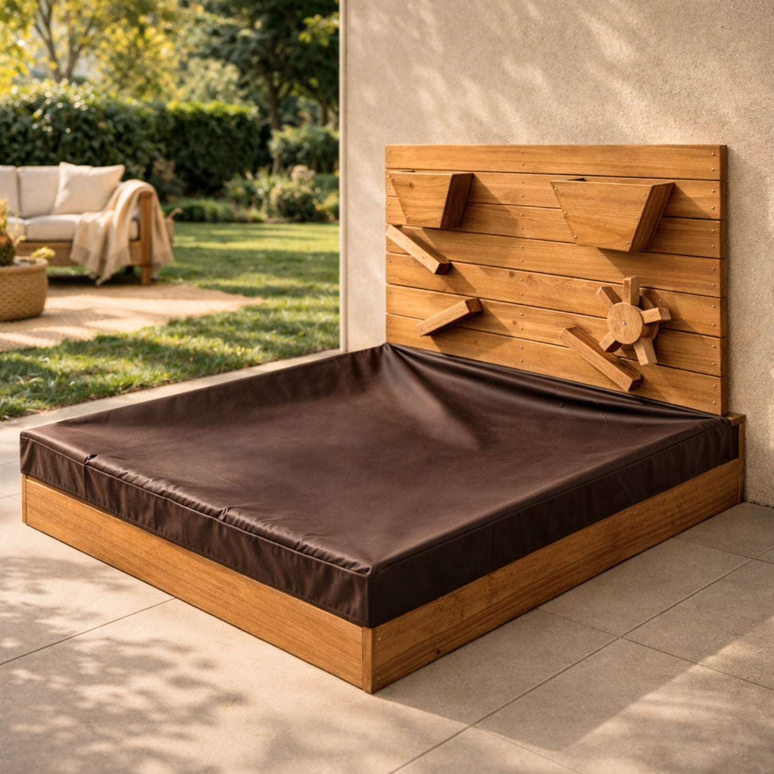 Bac à sable bois avec couverture | Banc intégré | Aire de jeux extérieur enfant 1-6 ans | Jardin Montessori - JouetApprends