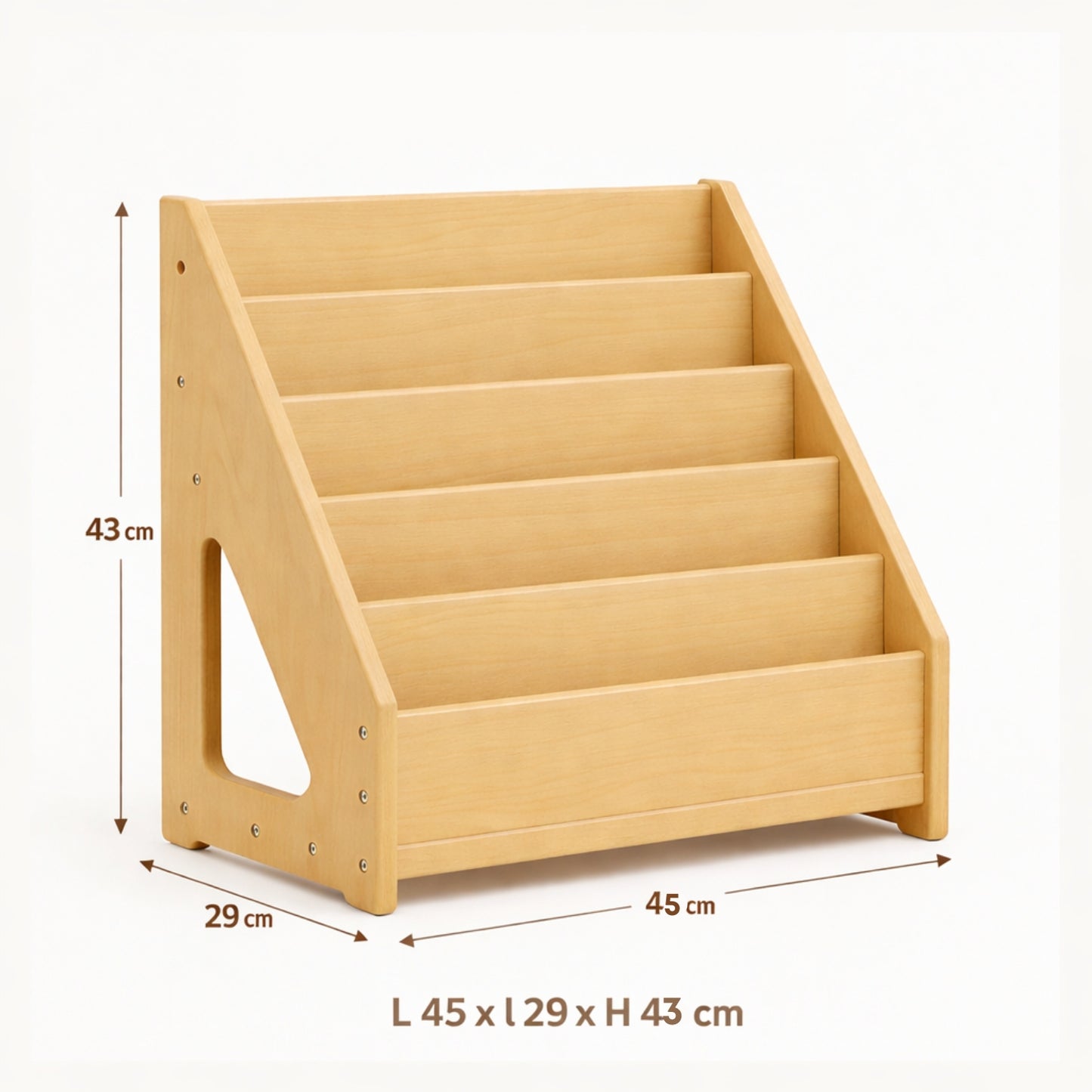 Bibliothèque bois enfant - 5 Rangs - Rangement livres chambre Montessori 1-5 ans - JouetApprends