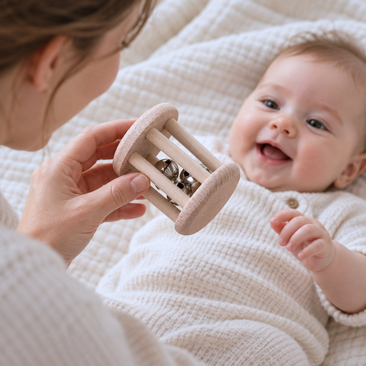Trio de hochets en bois bébé – Ses premières découvertes