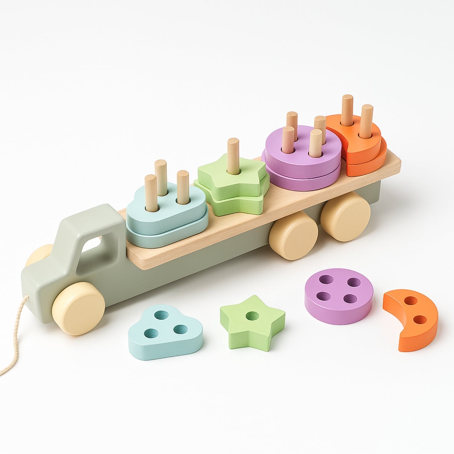Jeux Montessori 12 18 mois - Jouet à tirer en bois - Camion et Formes à Trier - JouetApprends