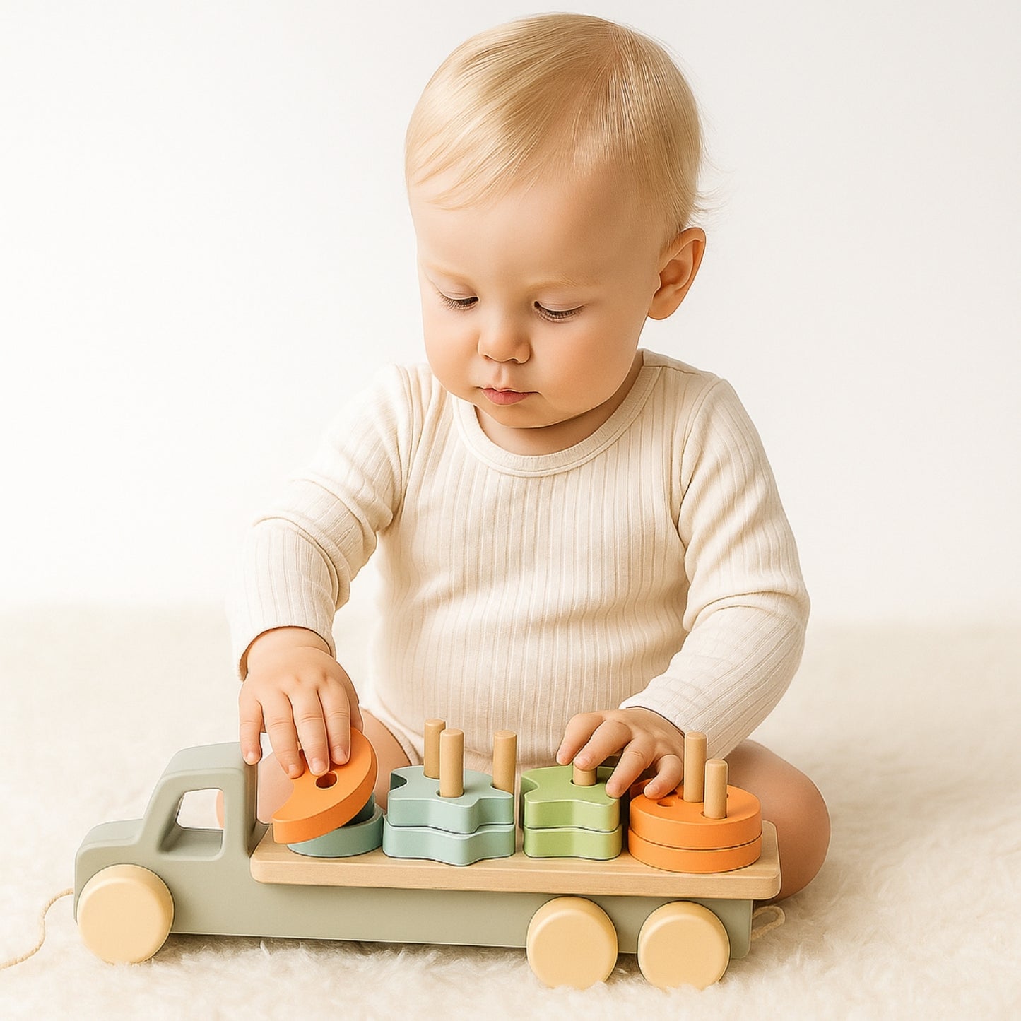 Jeux Montessori 12 18 mois - Jouet à tirer en bois - Camion et Formes à Trier - JouetApprends