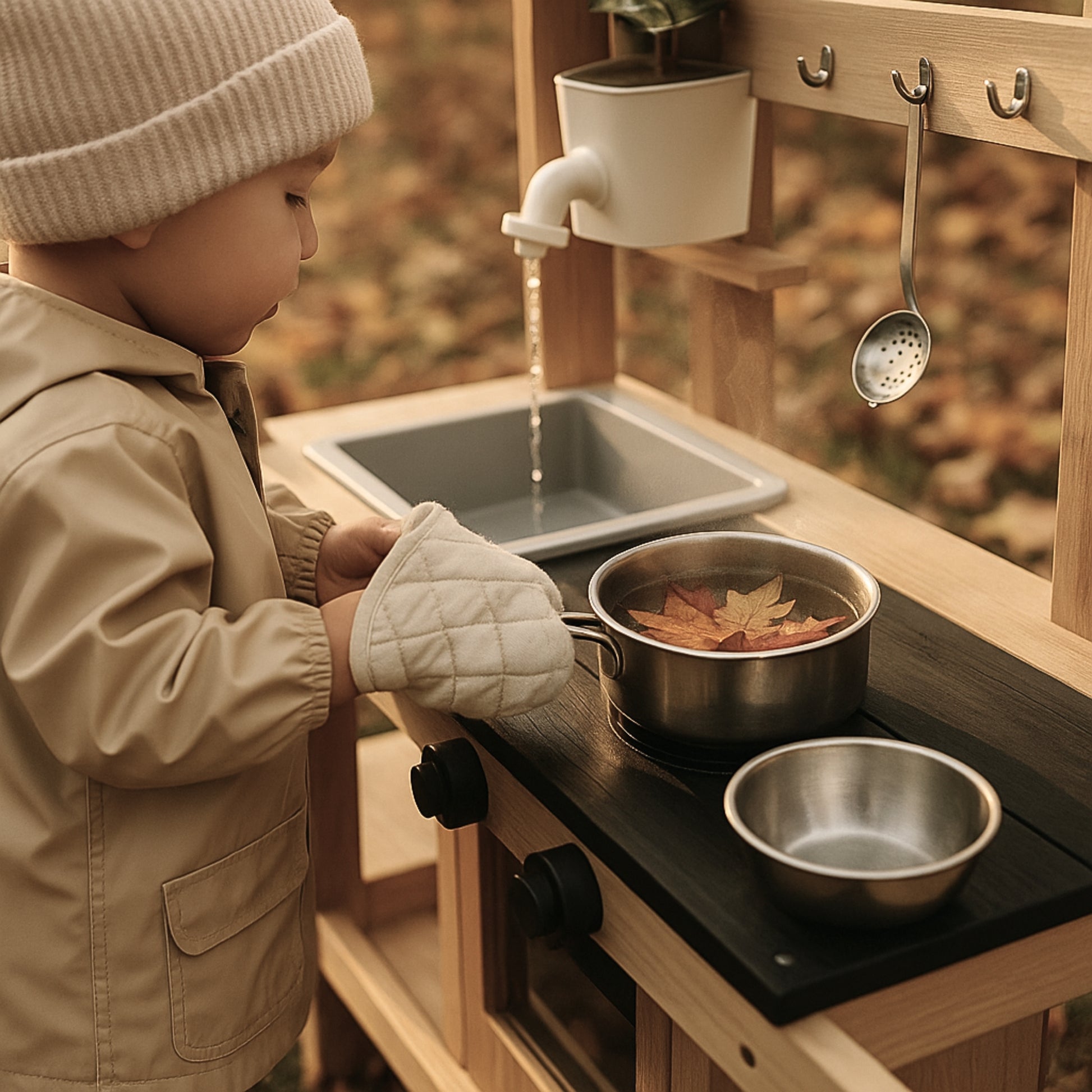 Cuisine d'extérieur en bois enfant 2-5 ans - Mud Kitchen - Aire de Jeux Montessori - JouetApprends