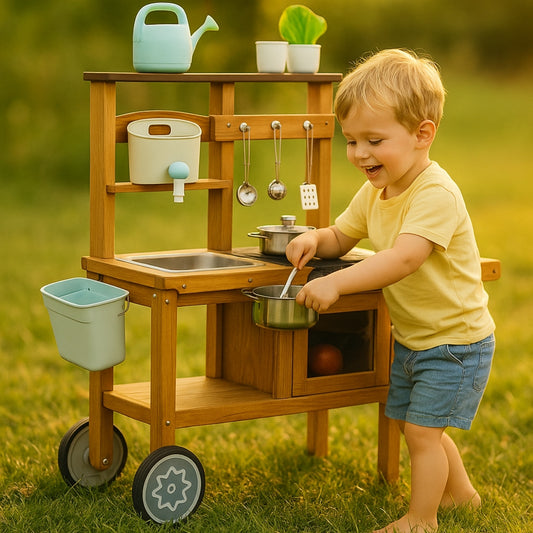 Cuisine d'extérieur en bois enfant 2-5 ans - Mud Kitchen - Aire de Jeux Montessori
