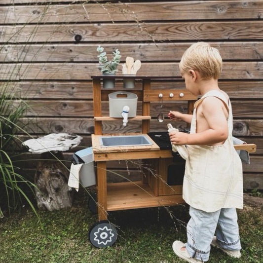 Cuisine d'extérieur en bois enfant 2-5 ans - Mud Kitchen - Aire de Jeux Montessori - JouetApprends