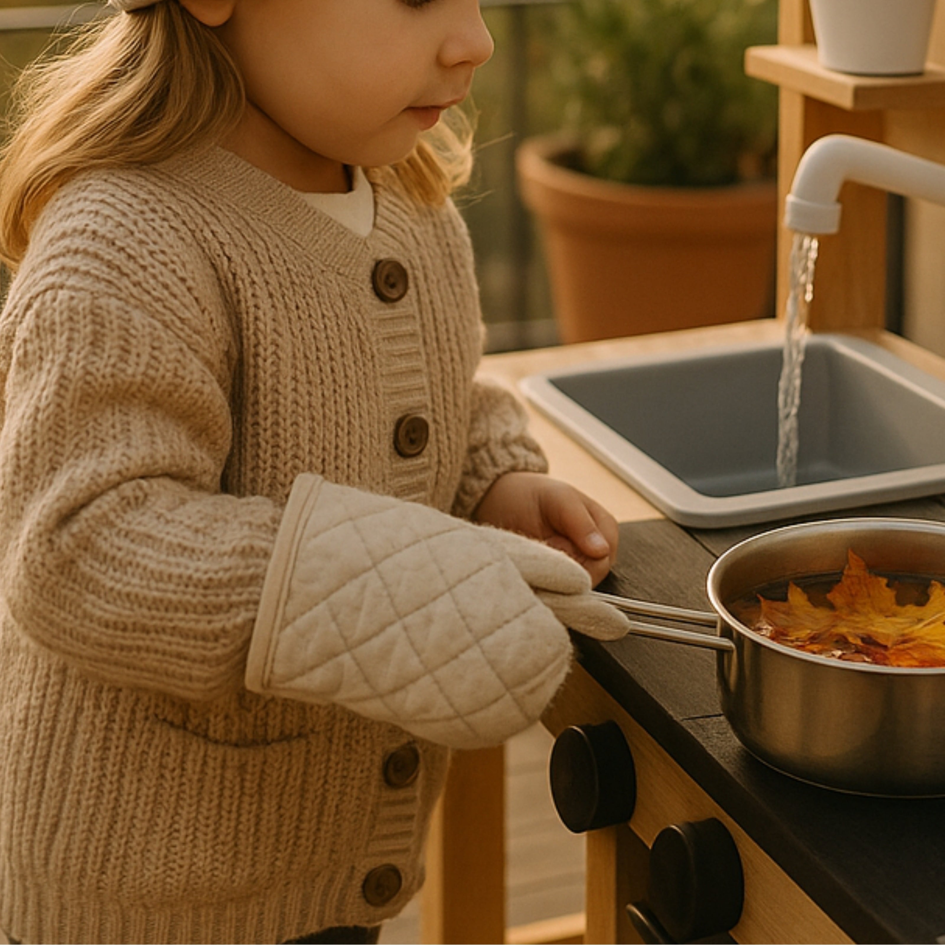 Cuisine d'extérieur en bois enfant 2-5 ans - Mud Kitchen - Aire de Jeux Montessori - JouetApprends