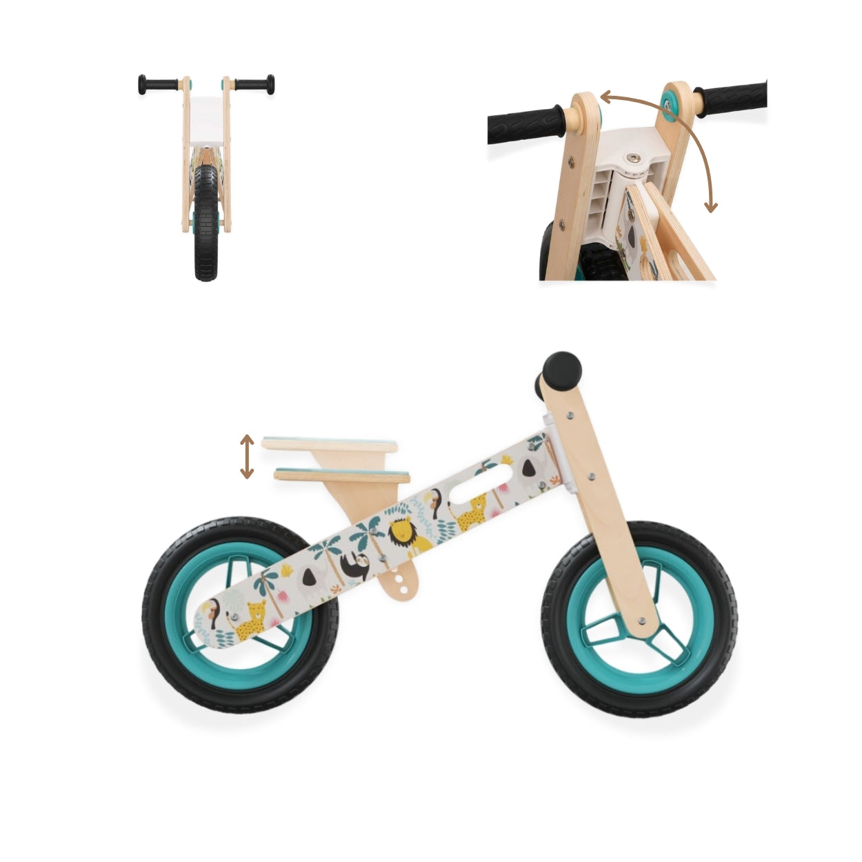 Draisienne Evolutive Bois 3-6 ans - Motif Jungle | Renard | Véhicules - STYL