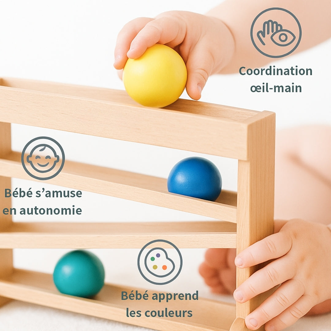 jouet-montessori-bebe-6-9-10-12-24-mois-circuit-balles-bois-naturel-parcours-motricite-libre-stimule-position-assise-coordination-oeil-main-jeux-autonome-developpement-psychomoteur
