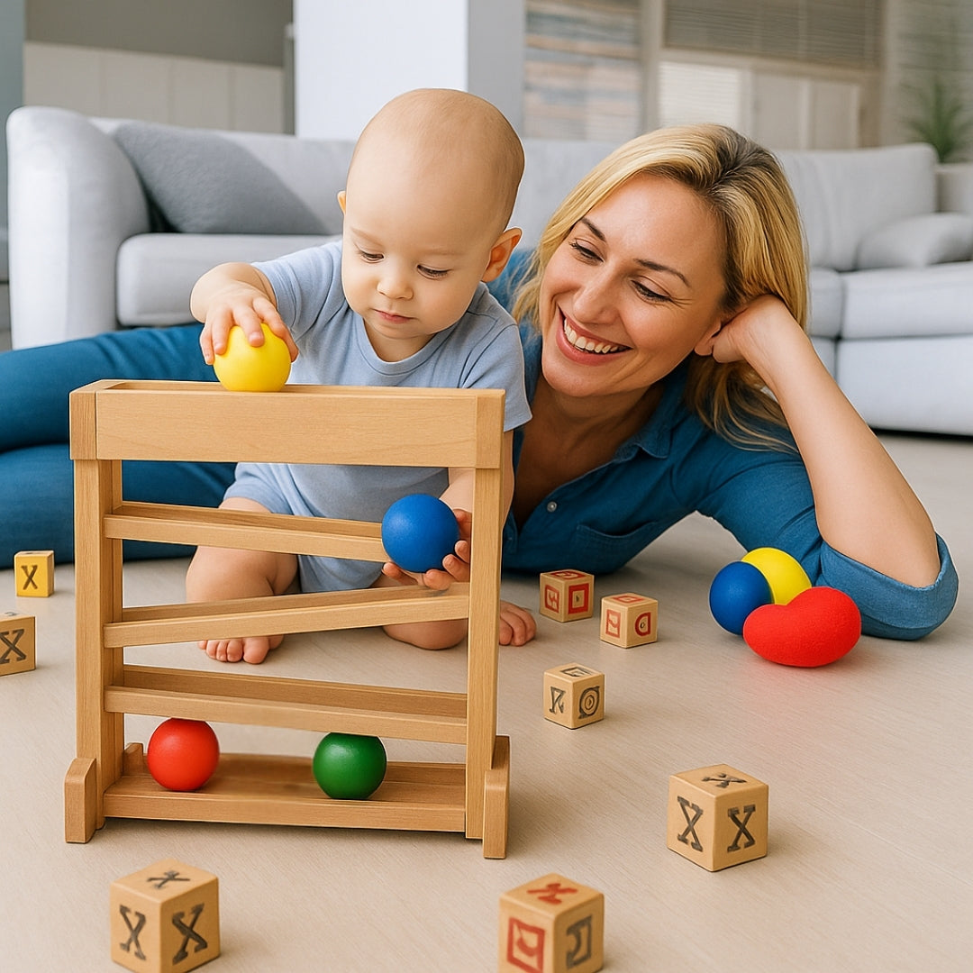 jouet-montessori-bebe-6-9-10-12-24-mois-circuit-balles-bois-naturel-parcours-motricite-stimule-position-assise-coordination-jeux-autonome