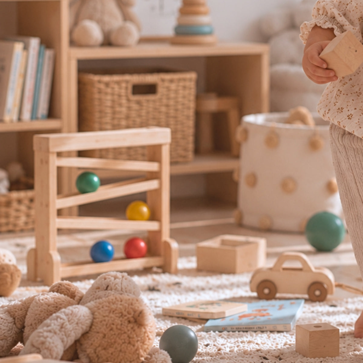 Circuit de Billes en Bois Montessori (9-24 mois) - Éveil Sensoriel et Motricité Fine - Jouet Bébé Naturel