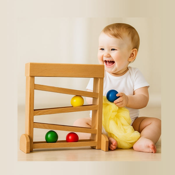 Arbre à Billes En Bois Montessori - Jouet Éducatif Sonore Arc-en-Ciel Avec 10 Balles Pour Enfants Dès 3 Ans