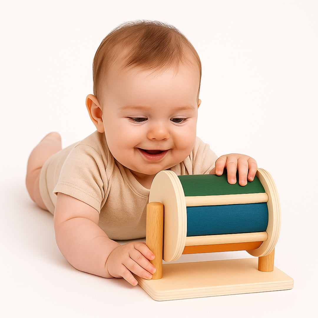 petit-tambour-rotatif-jouet-montessori-baby-gym-stimule-bebe-heureux-plat-ventre-parcours-motricite-jeux-autonome-6-9-12-18-mois-idee-cadeau