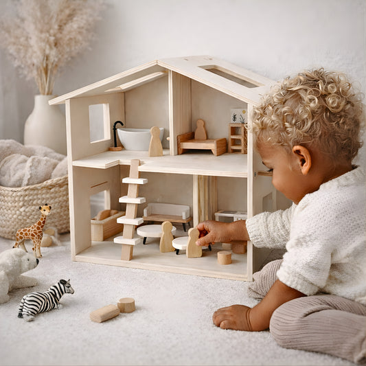 Maison de poupée Montessori en bois - Jouet pour enfant 3 ans et + JouetApprends - JouetApprends