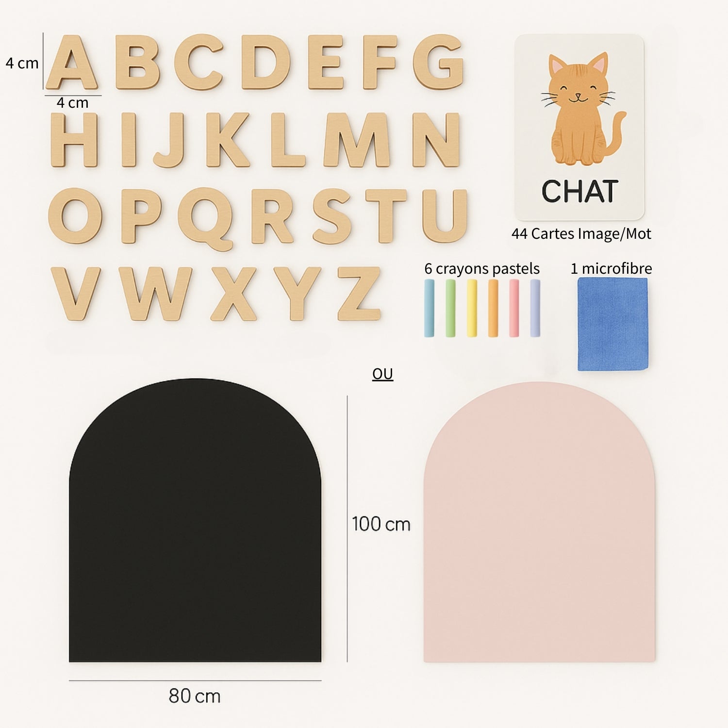 Pack Rentrée Montessori — Lit Cabane Bois + Bibliothèque + Tableau Magnétique Alphabet - JouetApprends