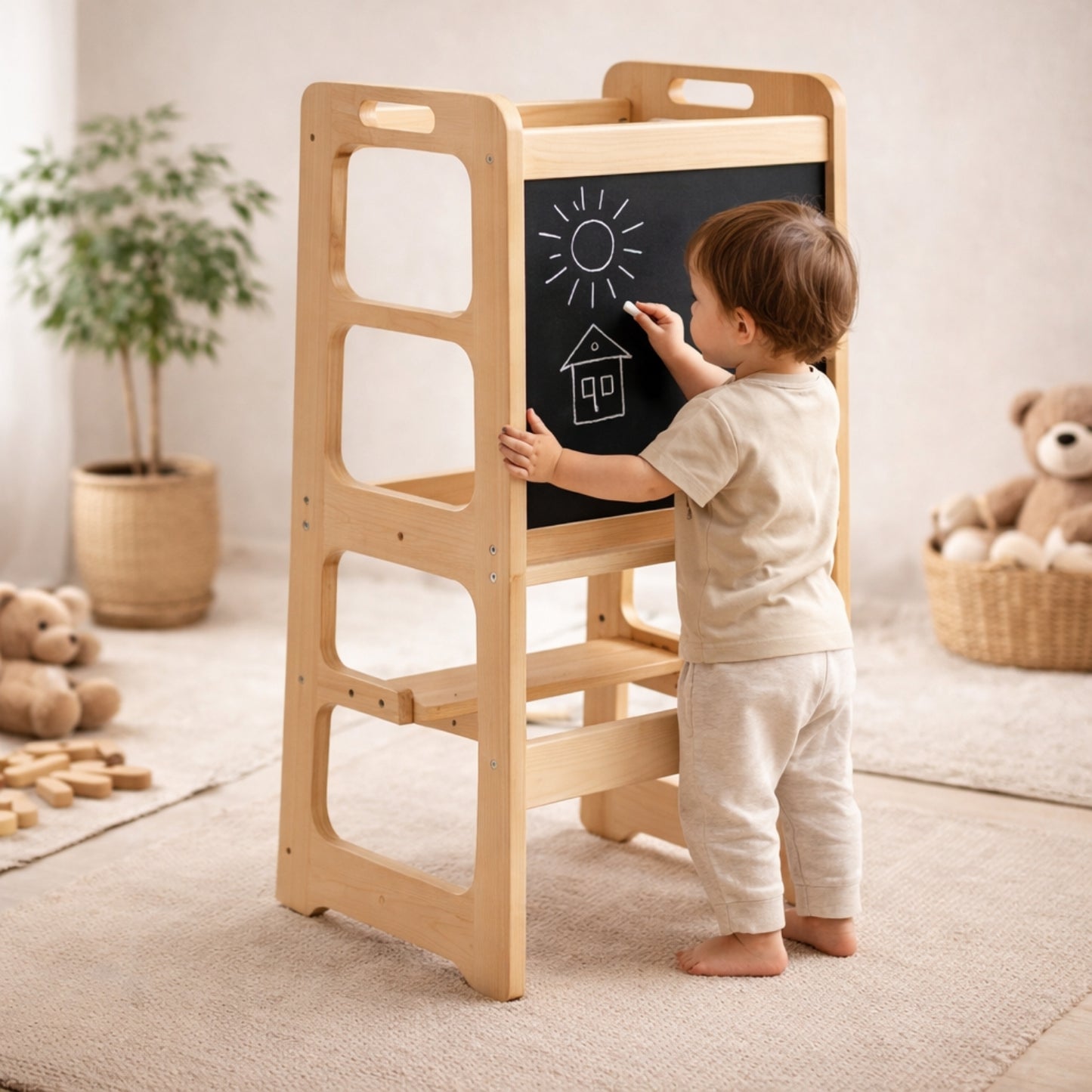 Tour d'observation 3 en 1 - Pliable en Table d'activités - Tableau dessin - Montessori Enfant 18 mois-5 ans - JouetApprends