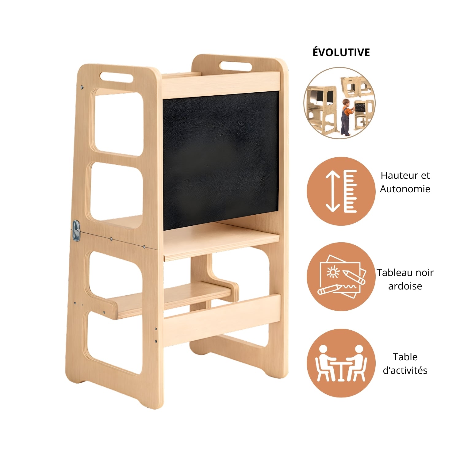 Tour d'observation 3 en 1 - Pliable en Table d'activités - Tableau dessin - Montessori Enfant 18 mois-5 ans - JouetApprends