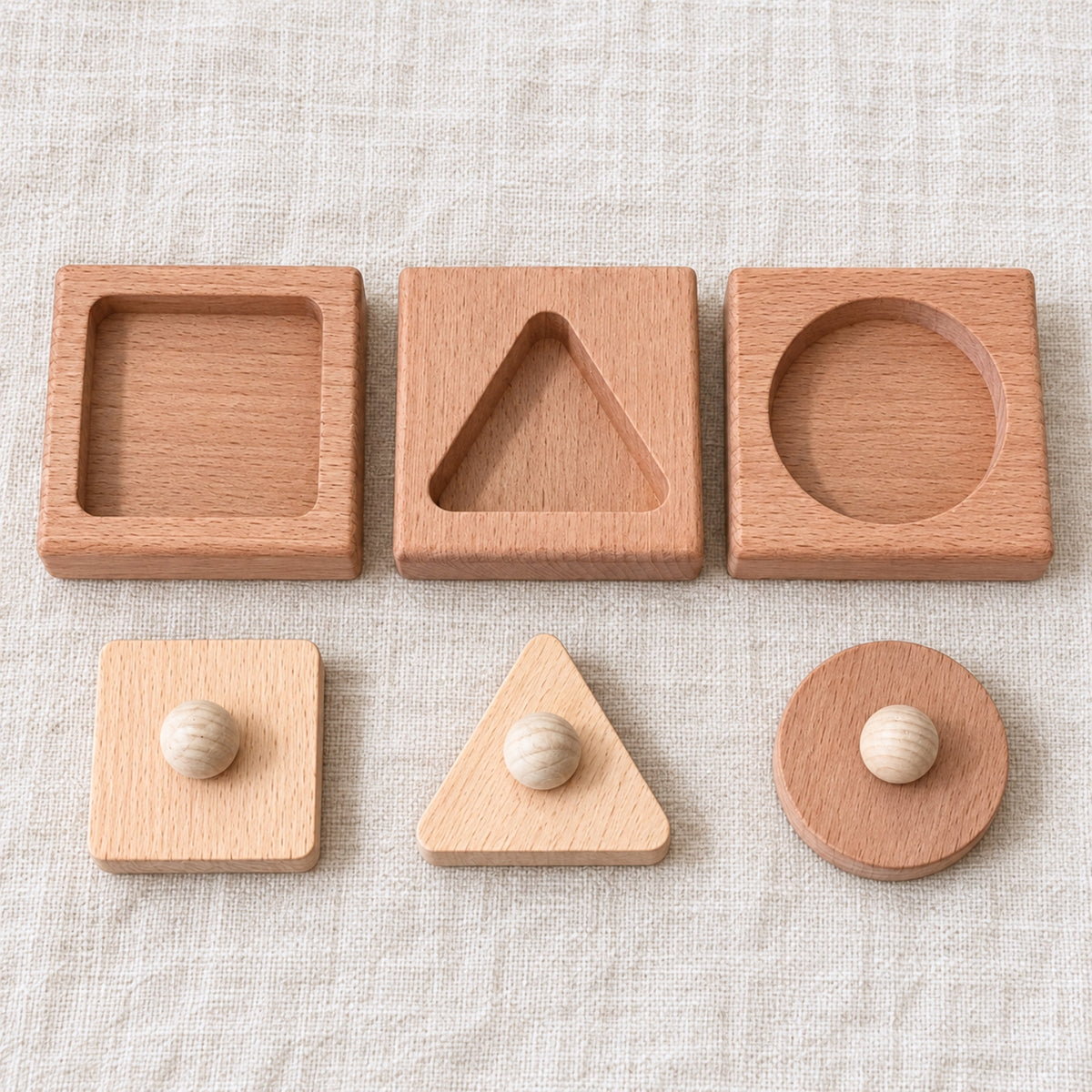 Trio puzzles formes géométriques à encastrer en bois